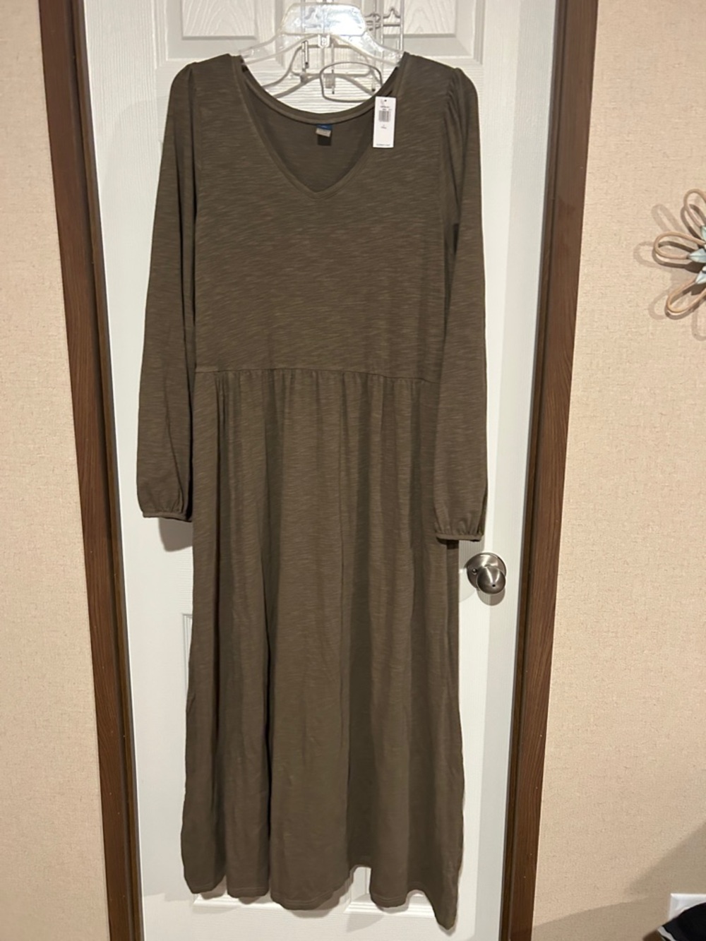 Long Olive Green V-Neck Maxi Dress old navy large tall